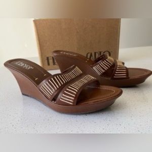 12M  Franco Sarto Tobacco Wedge Slide